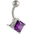 316L Surgical Steel Purple Cubic Zircon Belly Button Ring